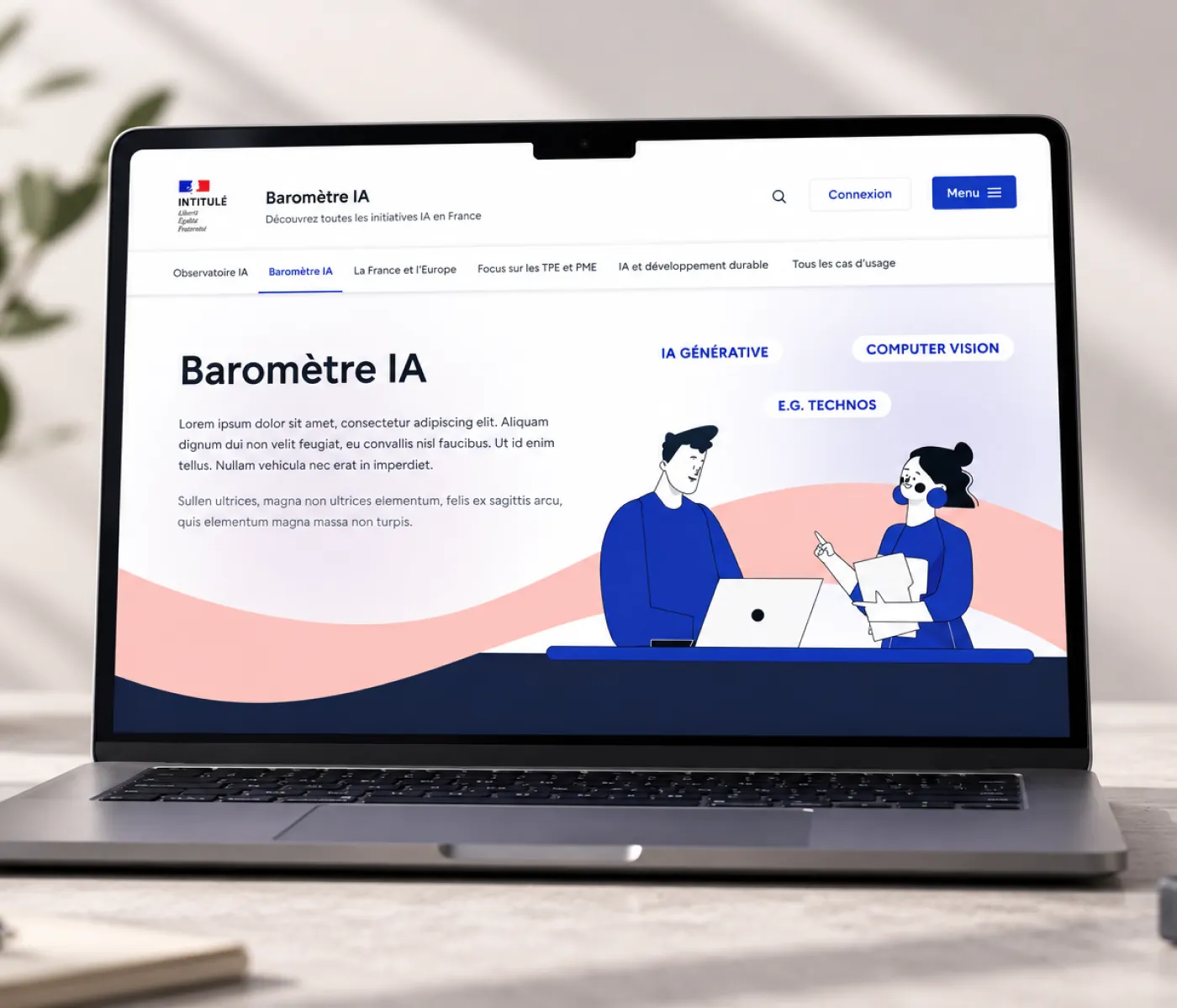 Le site Baromètre IA de Data.gouv sur un ordinateur portable.